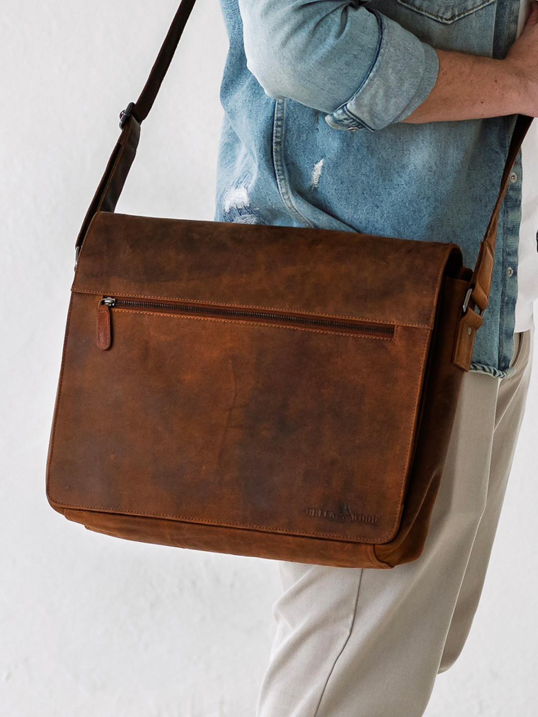 Pánská kožená taška přes rameno Greenwood Martin – tmavě hnědá